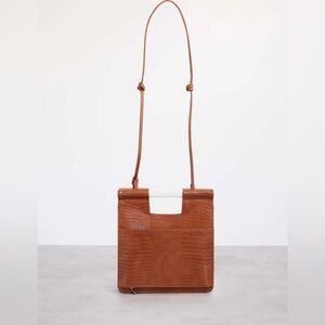 NWT Beis The Crossbody in Cognac Croc